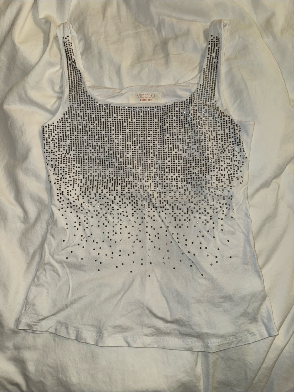 White Embellished Tank Top